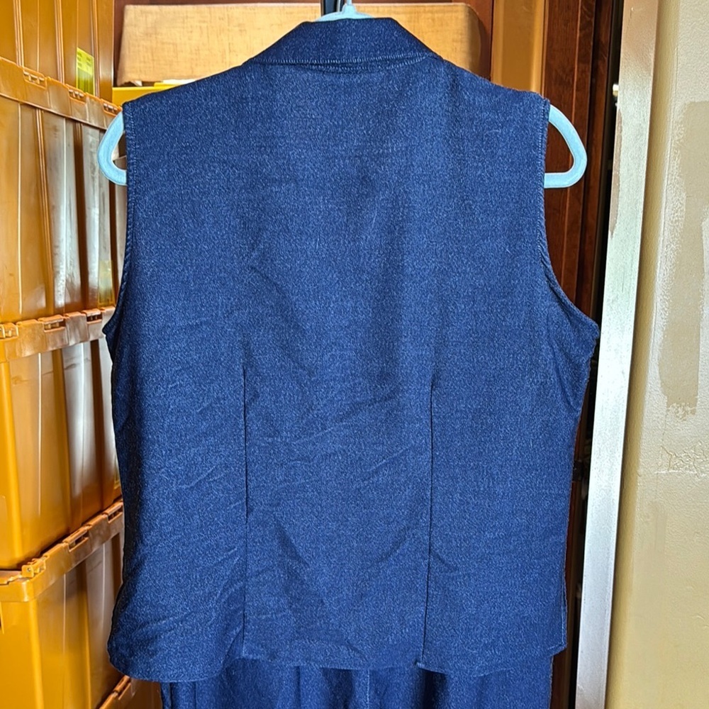 Vintage Indulgence Indigo Blue Jean Vest Pantsuit Size Large - Picture 9 of 13